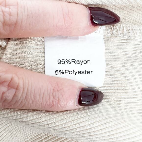 Urban Outfitters Cream Turtleneck Ribbed Long Sleeve M - Picture 5 of 5